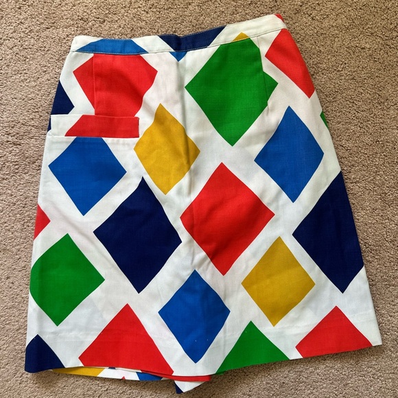 Vintage 60s Q-Skirt by Sportscraft | Mod Diamond Print Mini Skirt | Size XS - Picture 1 of 9